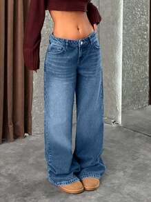 EURMUSE LOW RISE WIDELEG Y2K STYLE GREY JEAN - Light Wash - View 4