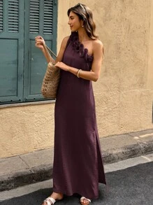 Selianne Casual Dress, Vacation Style For Women - Burgundy - View 5