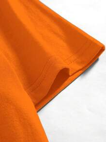 Manfinity EMRG Men's Summer Casual Slogan Print T-Shirt Orange Graphic Tshirt Orange Tshirt What The Heck Tshirt Graphic Tee Streetwear Tshirt.A Great Gift For A Boyfriend Or Husband. - Orange - View 6