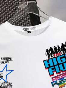 READY PLAYER ONE X SHEIN Camiseta blanca de manga corta con gráfico de figura y letra, estilo casual de calle para mujer, verano - Blanco - Ver 2