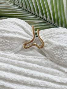 Soleia Plus Size Women Knitted Texture Strapless Crop Top With Hollow Out Heart Shaped Metal Buckle Decor, Fitted Slim Silhouette, Suitable For Party, Date, Afternoon Tea, Beach Resort, Music Festival, Carnival,Going Out Tops White Tube Top White Bandeau Top White Strapless Top Summer Tube Top White Textured Tube Top - White - View 6