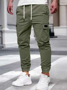 Manfinity Homme 2pcs Men's Casual Versatile Solid Color Cargo Pants, Fall Clothes - Multicolor - View 7