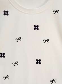 SHEIN Plus Size Women's Summer Casual Butterfly Print T-Shirt - White - View 4