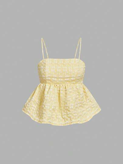 SHEIN MOD Regata Ciganinha Feminina Com Babado Na Barra