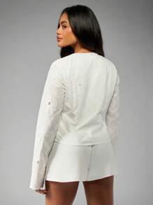 MISSGUIDED Embroidered Long Sleeve Cut Out Blouse Festival Boho Chic Evening Resort Party Tie Front Summer Beach Top - White - View 2