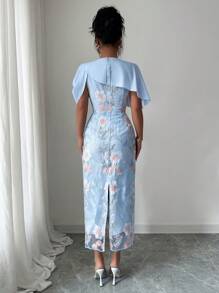 Elenzga Women's Elegant Floral Embroidery Long Dress, Summer