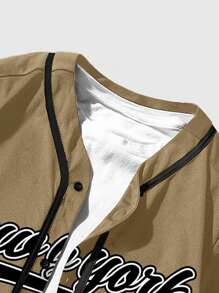 ROMWE MEN Prep Camisa de manga corta casual de hombre con estampado de logo de ciudad, para verano