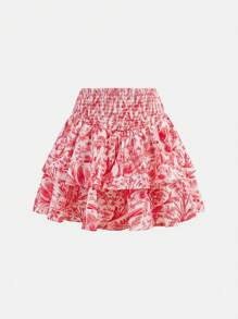 SHEIN Top à fines bretelles style floral pour préadolescentes et jupe évasée en 2 pièces, style décontracté de rue