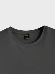 AKNOTIC paquete de 3 camisetas de manga corta con cuello redondo de unicolor casuales para hombre, de verano - Negro - Ver 3