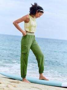 In My Nature 女式防水直筒户外裤，带拉链口袋 - 綠色 - 查看 8