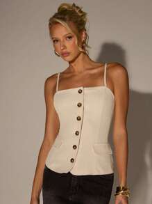 Avantive New Summer Women Spaghetti Strap Backless Cropped Camisole Top, For Work & Commute