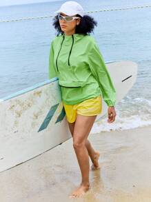 In My Nature Ladies' Casual Zip-Up Hooded Long Sleeve Thermal Thick Warm Jacket Fluorescent Green Jacket - Green - View 11