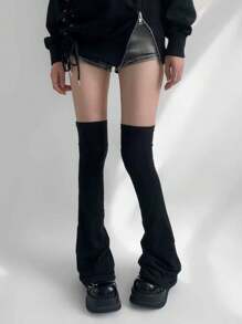 ROMWE Grunge Punk 1 双黑色超长过膝大腿袜（女士适用）