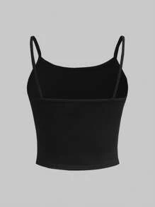 SHEIN Girlism 3-Piece Tween Girl Simple Solid Color Skinny Strap Fitted Camisole Set Fall Winter - Multicolor - View 4
