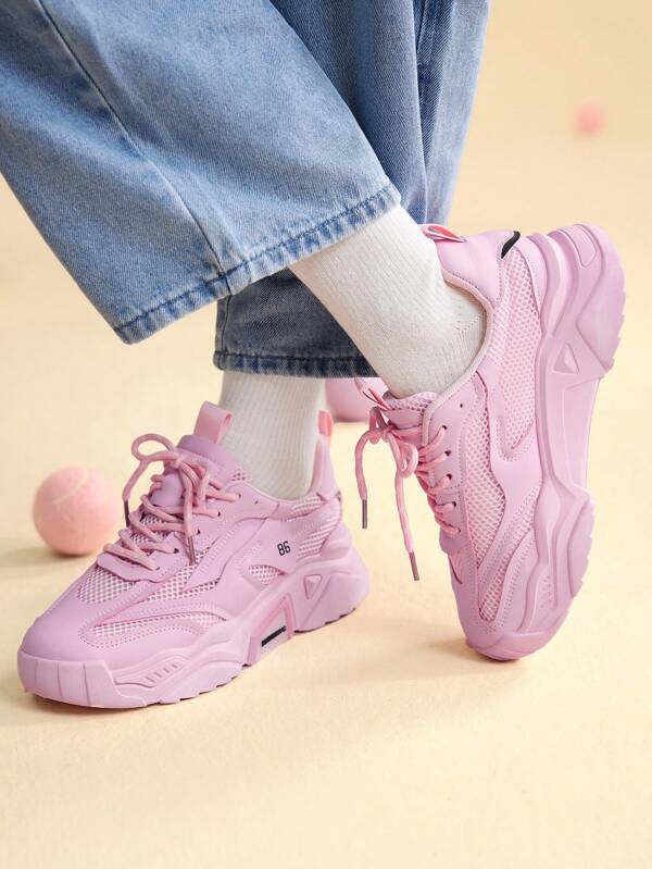 Vate Women's Fashionable Pink Casual Sneakers
