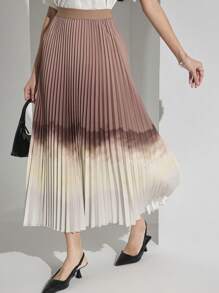 Heiryn Gonna plissettata in vita elastica con sfumature di colore, moda donna - Multicolore - Visualizzare 2