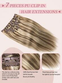 Clip In Hair Extensions Real Human Hair, Highlight Light Brown With Platinum Blonde 120g 7pcs Clip In Extensions Straight Remy Hair Clip In Hair Extensions