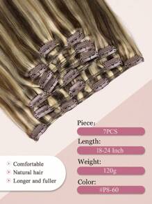 Clip In Hair Extensions Real Human Hair, Highlight Light Brown With Platinum Blonde 120g 7pcs Clip In Extensions Straight Remy Hair Clip In Hair Extensions