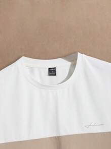 HIMLAND Camisetas para hombres ajustadas de cuello redondo, de manga corta, de colores combinados, de estilo casual y de moda para el verano, con estilo urbano - Blanco - Ver 3