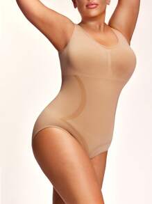 SHEIN Shape Bodys de talla grande de unicolor con cuello redondo y sin mangas, entallados