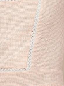 WESTFADE Gingham Check Square Neck Lattice Trim Front Bow Tie Back Sleeveles Fit & Flare A-Line Mini Apron Dress Summer Sun Dress Nashville Country Western Cowgirl Concert Outfit Boho Beach Vacation - Multicolor - View 3