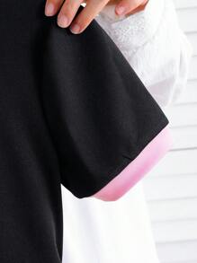 SHEIN 青少年女孩夏季优雅拼色蝴蝶结装饰迷你连衣裙 - 白色 - 查看 4