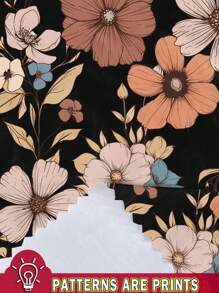 SHEIN LUNE Maglietta casual oversize da donna con stampa floreale vintage, scollo tondo, manica 3/4, adatta per primavera ed estate, disponibile in taglie comode