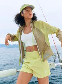 In My Nature 女士休闲户外运动抽绳连帽基本款夹克户外徒步夹克女士拼色休闲夹克，女士跑步夹克女士风衣防晒夹克夹克轻便外套跑步夹克浅黄色和棕色夹克，运动服夹克，拼色，撞色夹克，防晒夹克，秋季户外徒步夹克，透气夹克，拉链夹克