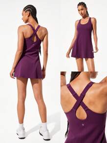 GLOWMODE FeatherFit™-Air Peekaboo Everyday Built-In Shorts Pocket Anti-Slip Dress Light Support Low Impact Yoga Studio Spring Dress Summer Quick Dry Moisture Wicking