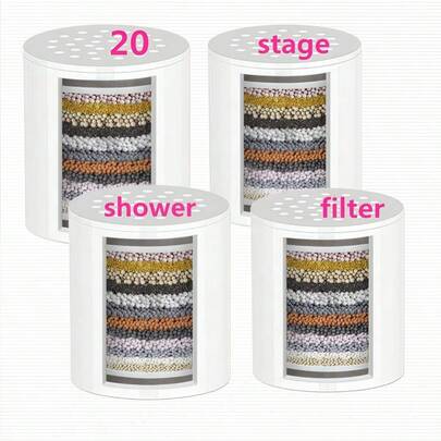 Bộ 4 lõi lọc thay thế vòi hoa sen 20 cấp – Máy lọc nước cứng đa năng, loại bỏ clo, kim loại nặng, sắt và cặn, máy làm mềm nước công suất cao cho làn da và mái tóc khỏe mạnh