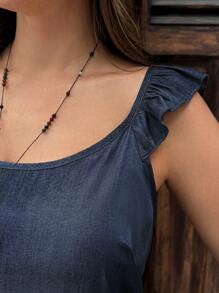 EMERY ROSE Plus Size Casual Ruffled Hem Loose Sleeveless Dress, Summer,Summer Outfits For Women,Vacation Outfits  For Women - Dusty Blue - View 6