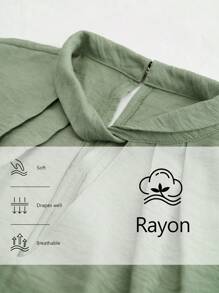 Aalyst Elegant & Minimalist Mint Green Folded Sleeve Blouse Shirt, Twist Neckline Open Window Design, Loose Casual & Commute Wear