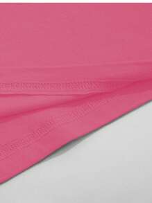 INAWLY Women's Fashionable Street Slogan Printed Short Sleeve Crew Neck T-Shirt - Hot Pink - View 3