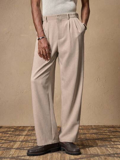 AKNOTIC Men's Linen Casual Trousers, Loose Fit Elastic Waist Straight Leg Chino Pants, Suitable For Summer, Vacation, Daily Wear, Party, Couples, Men's Gift