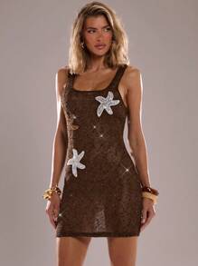 SHEIN BAE Vacation Beach/Women Cover Ups/Women's Beach Clothes, Women's Elegant Clothes, Women's Beach Cover-Ups, Women's Elegant Dresses, Women's Cruise Clothes, Ibiza Clothes, Carnival Clothes/Carnival, Festivals Beach Vacations, Crochet Dress, Vintage, Western Wear Women