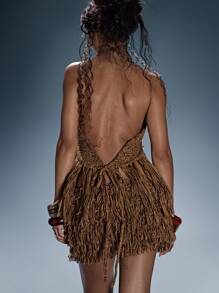 MUSERA 流苏细节针织上衣，夏季，伊比沙岛风格，假日度假性感节日狂欢针织衫，乡村冬季派对时尚春季毛衣 - 彩色 - 查看 2