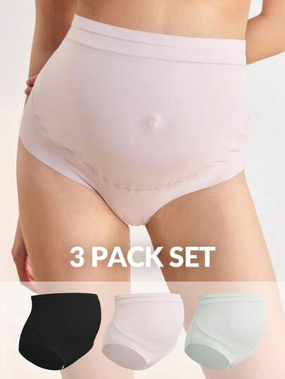 Moonlight&Mama 3条装孕妇高腰内裤，柔软舒适，适合孕期穿着，遮盖孕肚