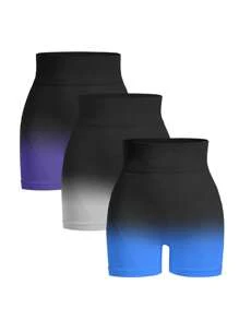 Easithlete Short deportivo con cintura alta, efecto ombre, sin costuras y elástico para mujer