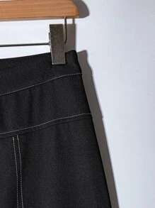 Modelyn 女士高腰黑色修身宽松直筒裤 - 黑色 - 查看 3