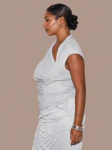 MUSERA Plus Size Short Sleeve Fitted Cut Out Ruched Fitted Top Casual, Spring, Cute, Cool Girl, Casual, Summer