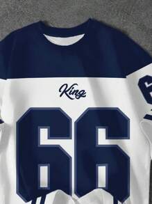 SHEIN 青少年男孩休闲简约短袖圆领T恤，适合夏季 - 彩色 - 查看 4