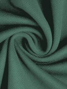 Men's Button-Up Collar Polo Shirt With Shield Print, Short Sleeve - Army Green - View 4