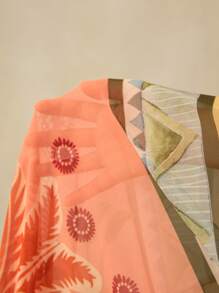 Travachic Kimono talla grande con mangas largas, estampado de palmeras y flecos