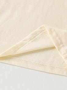 SHEIN 2 件装年轻女孩彼得潘领棕色花卉印花 T 恤，乡村风格，春夏 - 彩色 - 查看 5