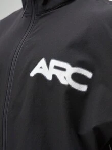 ARC Activewear Full Zip Sweater Jacket Performance Top Gym Workout Long Sleeve Track Suit - Black - View 5