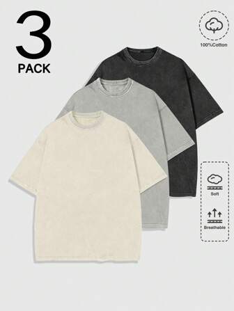 Maglietta casual estiva da uomo a maniche corte, girocollo, monocromatica, versatile