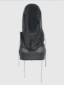 ROMWE Grunge Punk Sudadera con capucha delgada de punto con diseño calado para tallas grandes estilo Y2K