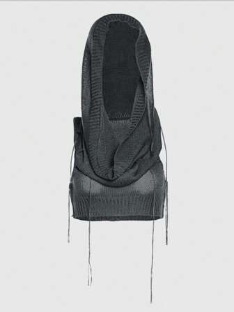 Grunge Punk Plus Size Y2K Hollow Out Knitted Thin Hoodie