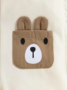 SHEIN Playful Pals Mono de verano para bebé niño con diseño de bolsillo con cachorro
