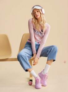 Vate Women's Fashionable Pink Casual Sneakers